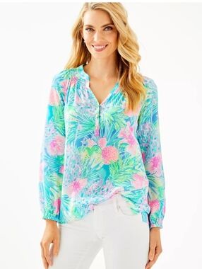 Lilly Pulitzer Silk Elsa Blouse Size Small